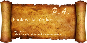 Pankovits Andor névjegykártya